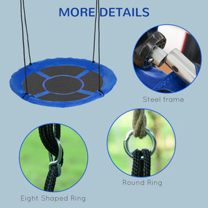 Saucer Swing with Adjustable Hanging Ropes, Blue
