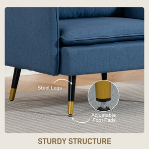 Set of 2 upholstered accent chairs with tufted backrests and steel legs