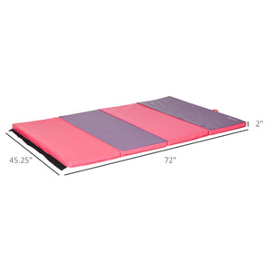 4'x6'x2'' Folding Gymnastics Mat with Carry Handles, Pink and Purple