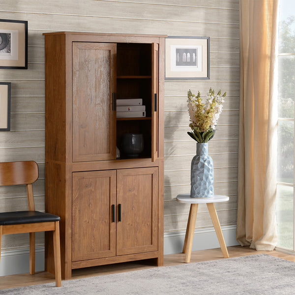 Storage unit with 4 doors and 3 adjustable shelves, oak