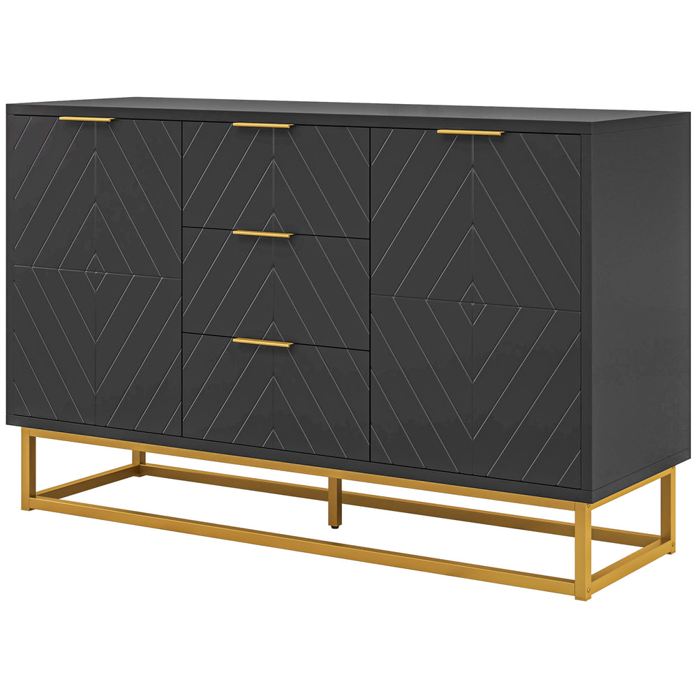 Storage sideboard with 3 drawers, adjustable shelves and doors, black