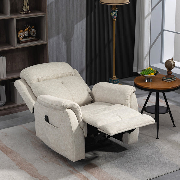 Manual recliner chair with vibration massage, beige
