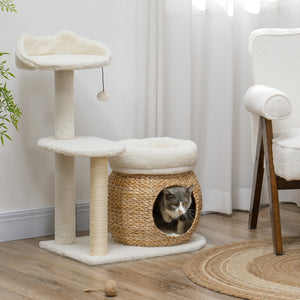 79cm Cat Tree with Scratching Posts, Cream White