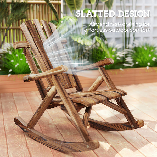 Outdoor wooden rocking chair, oversized Adirondack style