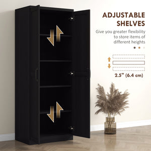 5-Tier Pantry with Doors and Adjustable Shelves, Black