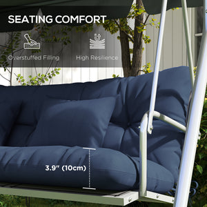 Set of 4 replacement back and seat cushions with ties, navy blue