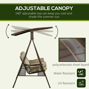 3-seater swing with cushions, pillows and adjustable polycarbonate canopy