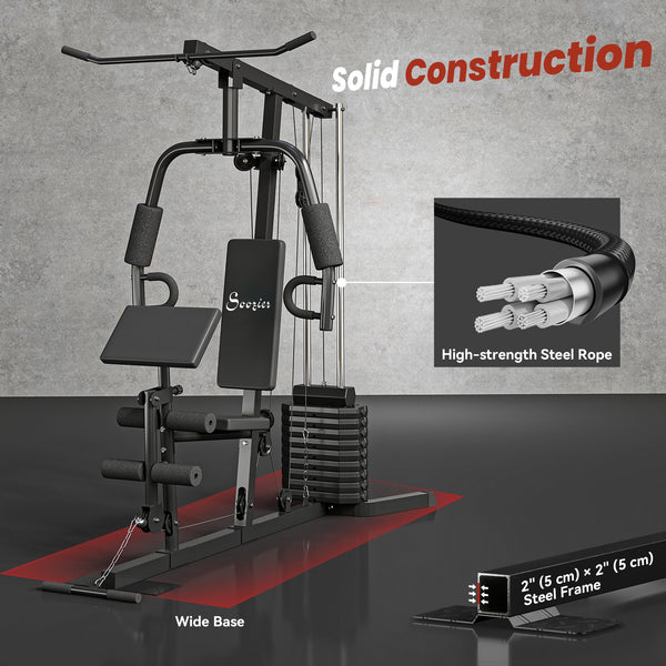 Multifunction weight training station with 45 kg weight stack, for a full body workout