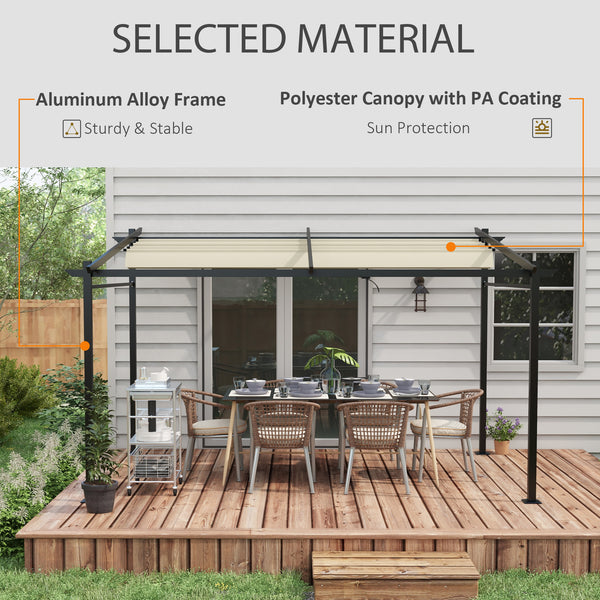 10 x 13 metal pergola with sliding and retractable roof, beige
