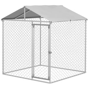 Heavy-duty galvanized steel kennel with UV-resistant roof