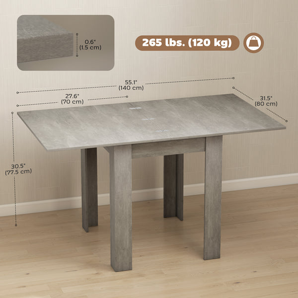 55" Extendable Dining Table for 4 to 6 People, Grey