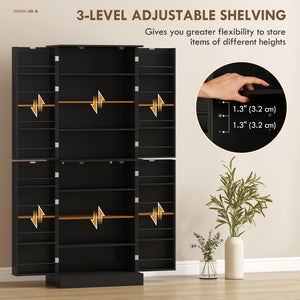 Kitchen cabinet with 4 doors and 16 shelves for dining room, black