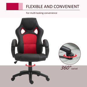 Gaming chair with swivel casters, red