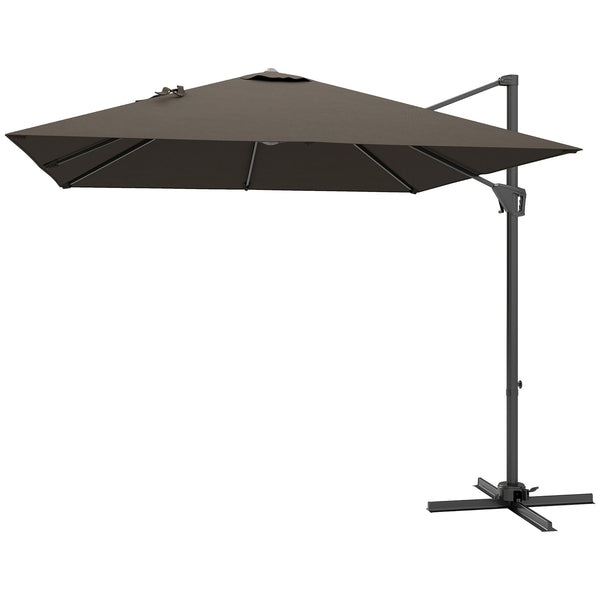 8-foot square cantilever parasol with cross base, brown