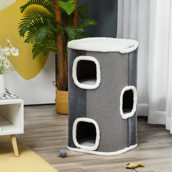 4-story cat house with scratching surface and removable cushion