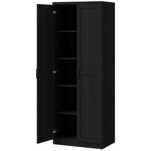 5-Tier Pantry with Doors and Adjustable Shelves, Black