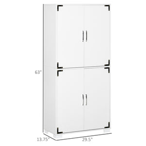 Storage unit with 4 doors and shelves, white