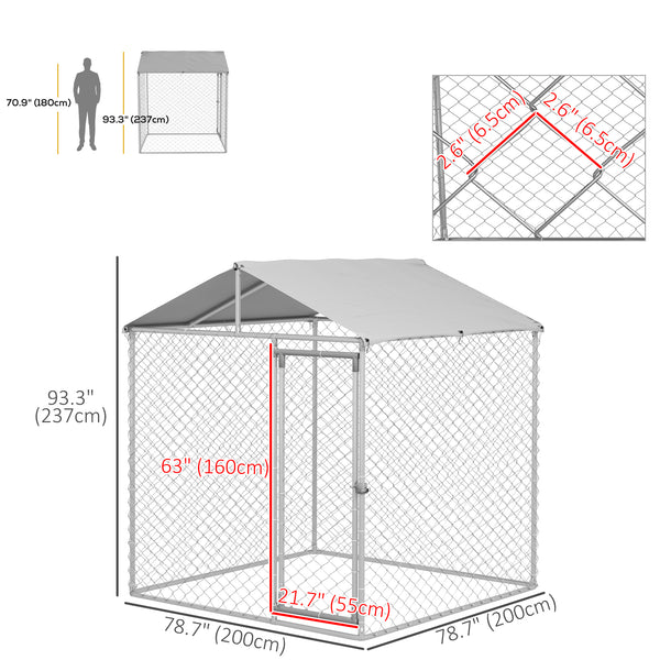 Heavy-duty galvanized steel kennel with UV-resistant roof