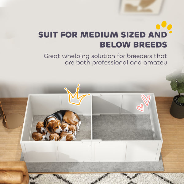 Whelping box with adjustable and removable door