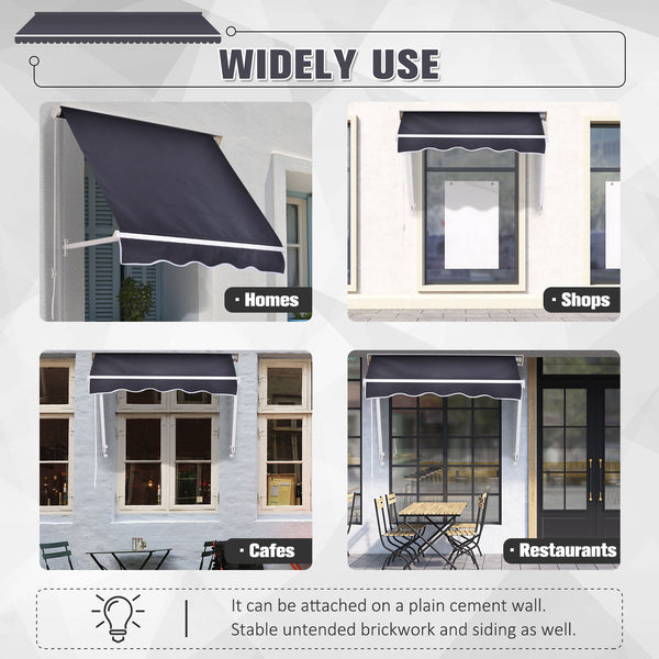 Retractable awning, 3.9 x 2.3 feet, dark gray 