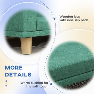 Sofa with washable cover and anti-slip pads, green