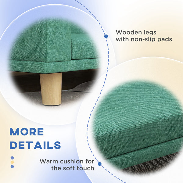 Sofa with washable cover and anti-slip pads, green