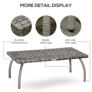 Outdoor coffee table made of weather-resistant resin wicker