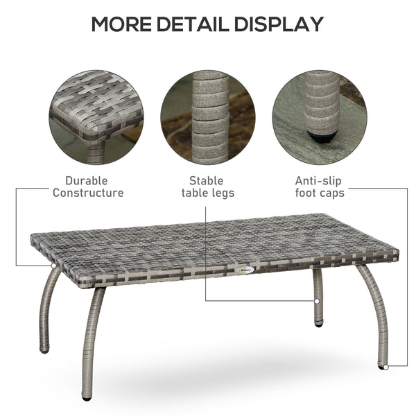 Outdoor coffee table made of weather-resistant resin wicker
