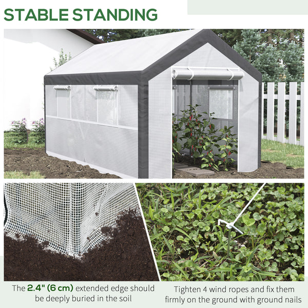 Sturdy, wind-resistant greenhouse with optimal ventilation, white