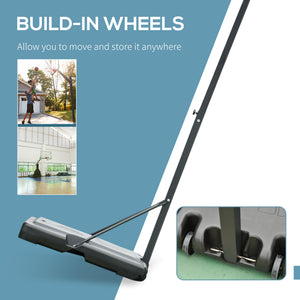 Portable basketball hoop with wheels, adjustable height from 2.4 to 3 m, black