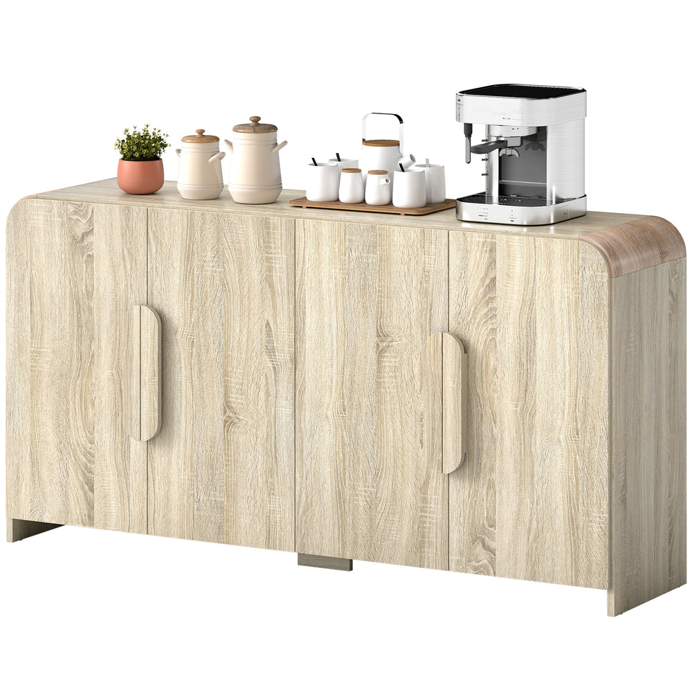 Modern storage buffet with soft-close doors and adjustable shelves, in natural wood