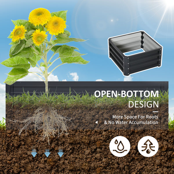 Raised vegetable garden with galvanized steel frame, grey