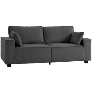 3-seater sofa, modern corduroy upholstery, dark gray