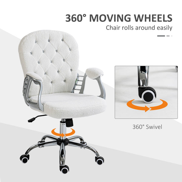 Office chair with adjustable height and padded backrest, white