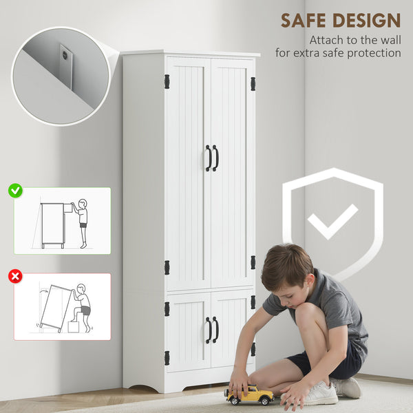 Multi-tier pantry with adjustable shelves, white