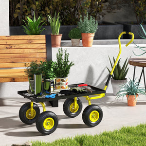 Sturdy garden cart with 10-inch wheels