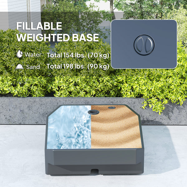 3m Cantilever Parasol with Fillable Base, Windproof Strap and Cover, Cantilever Parasol with Crank, UPF 50+, Grey