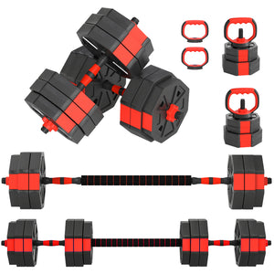 66 lb 6-in-1 Adjustable Dumbbell Set with Barbell, Kettlebell, and Push-up Stands