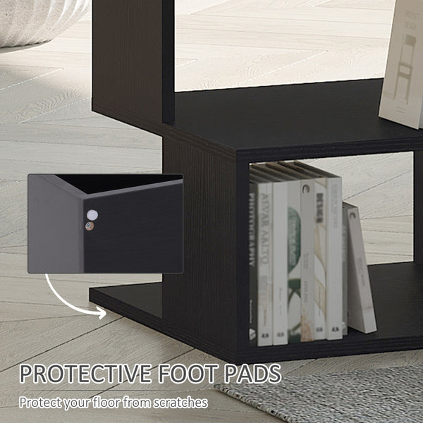 Modern 3-Tier Square Wooden Side Table, Black