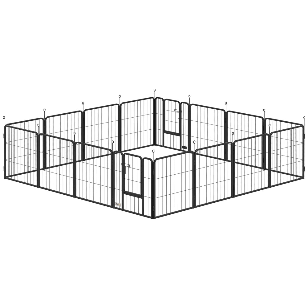 Dog Playpen, 16 Panels with Straps, Portable &amp; DIY, for Small Dogs, for Yard, RV, Garden, 24" Height