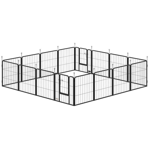 Dog Playpen, 16 Panels with Straps, Portable &amp; DIY, for Small Dogs, for Yard, RV, Garden, 24" Height