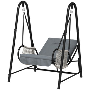 Hanging chair with stand and seat cushion included, light grey