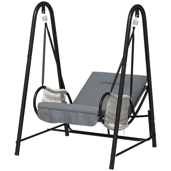 Hanging chair with stand and seat cushion included, light grey