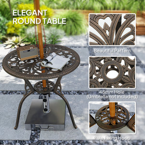 3-Piece Cast Aluminum Bistro Set with Umbrella Hole, Bronze