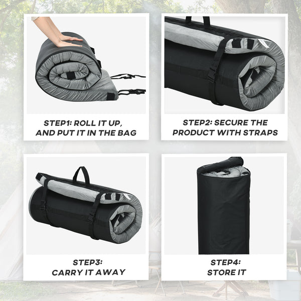 Memory foam floor mattress with carry bag, grey