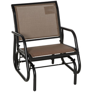 Garden armchair with breathable mesh seat and backrest, metal frame and armrests, brown