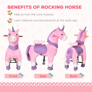 Mechanical pony toy with wheels, pink