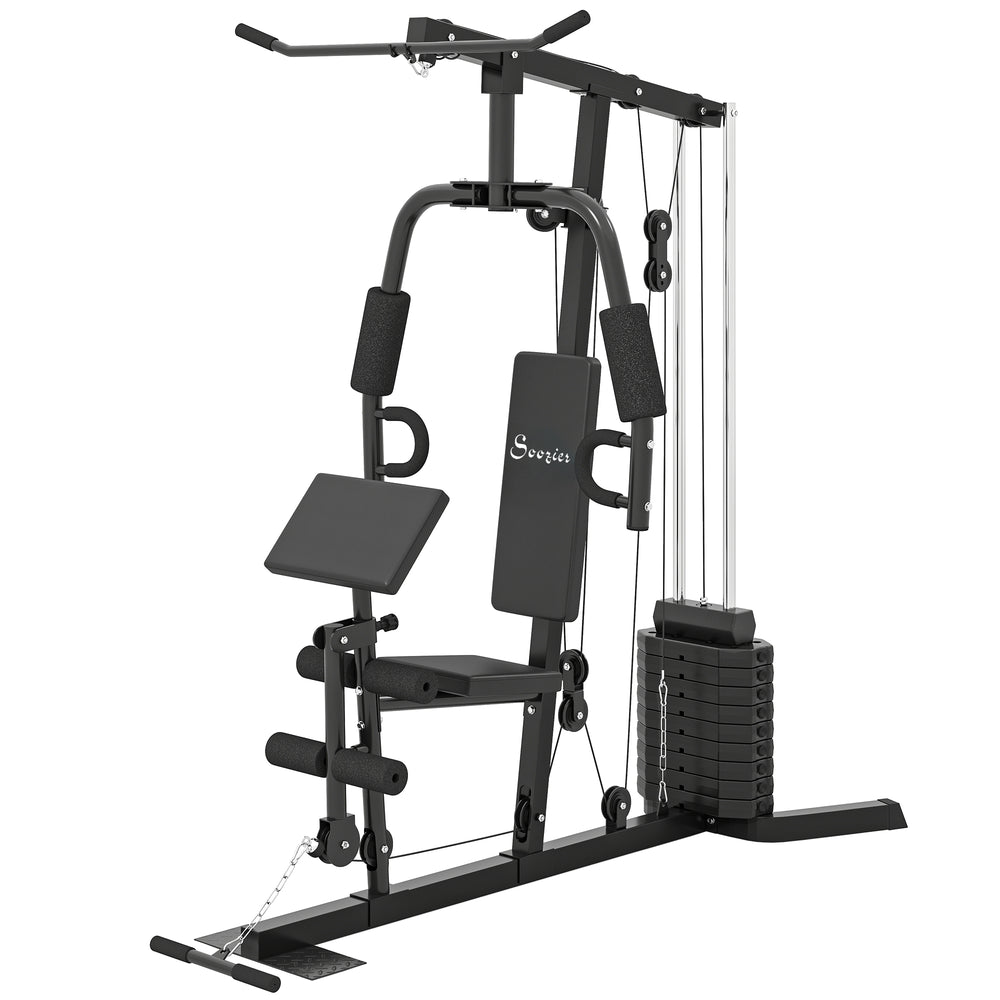 Multifunction weight training station with 45 kg weight stack, for a full body workout