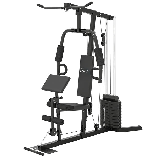 Multifunction weight training station with 45 kg weight stack, for a full body workout