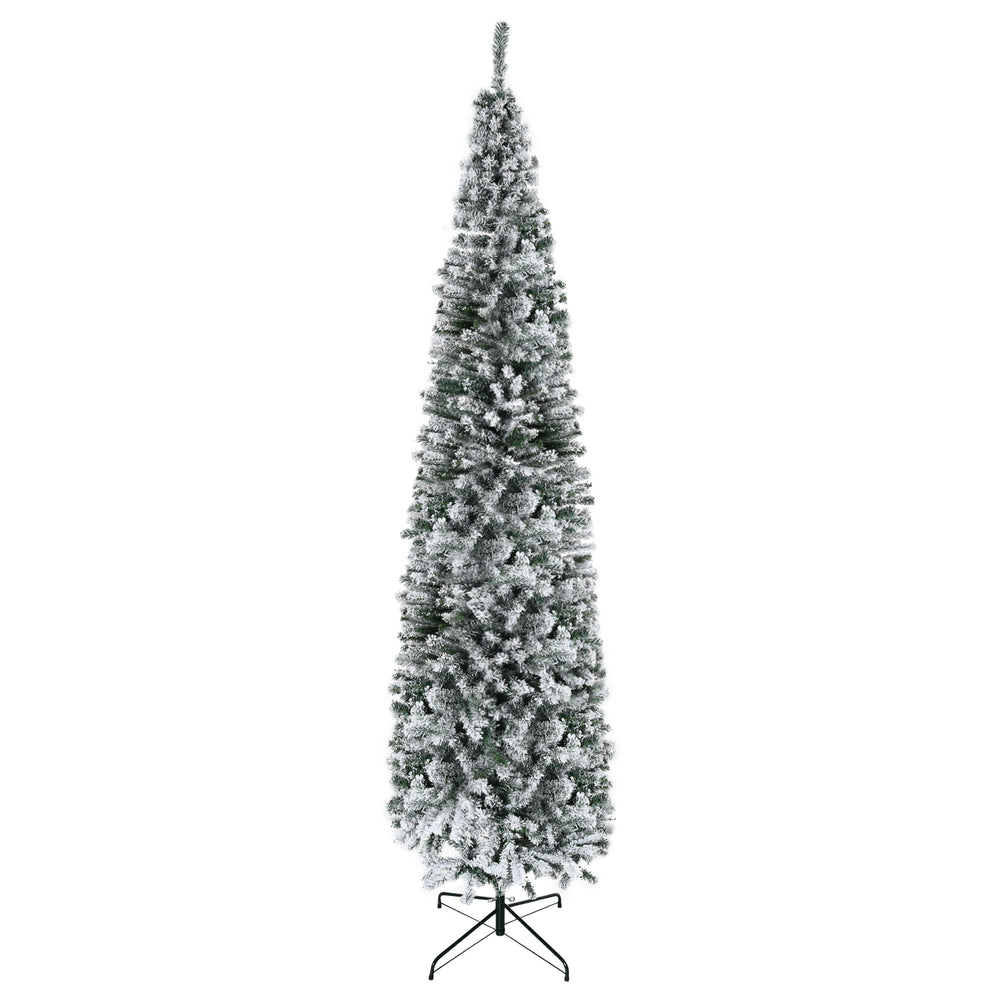9 Foot Green Frosted Pencil Christmas Tree